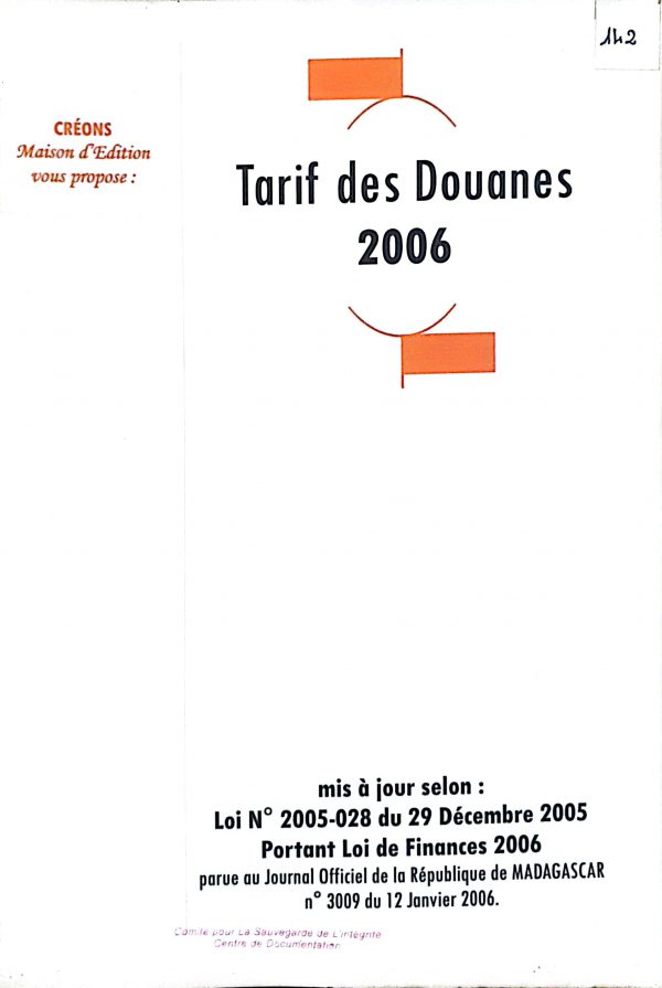 Tarif des Douanes 2006