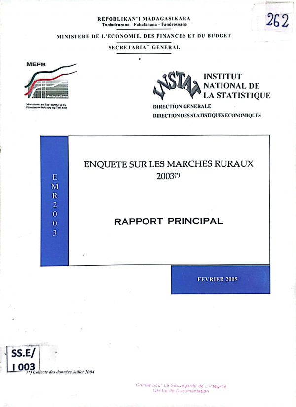 Enquête sur les marchés ruraux 2003