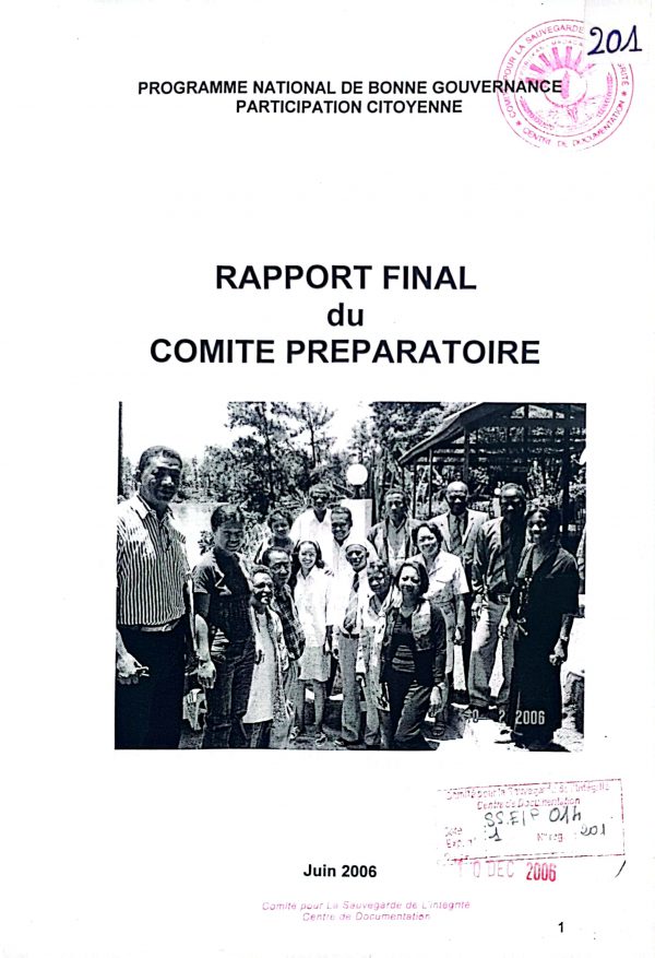 Rapport final du comité préparatoire.